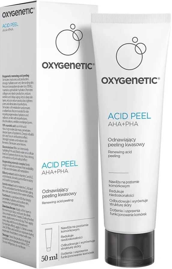 AFLOFARM FARMACJA POLSKA SP. Z O.O. Oxygenetic Acid Peel AHA+PHA, odnawiający peeling kwasowy, 50 ml
